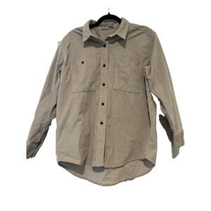 Everlane oversized S corduroy button down shirt/jacket beige collar pockets#3087